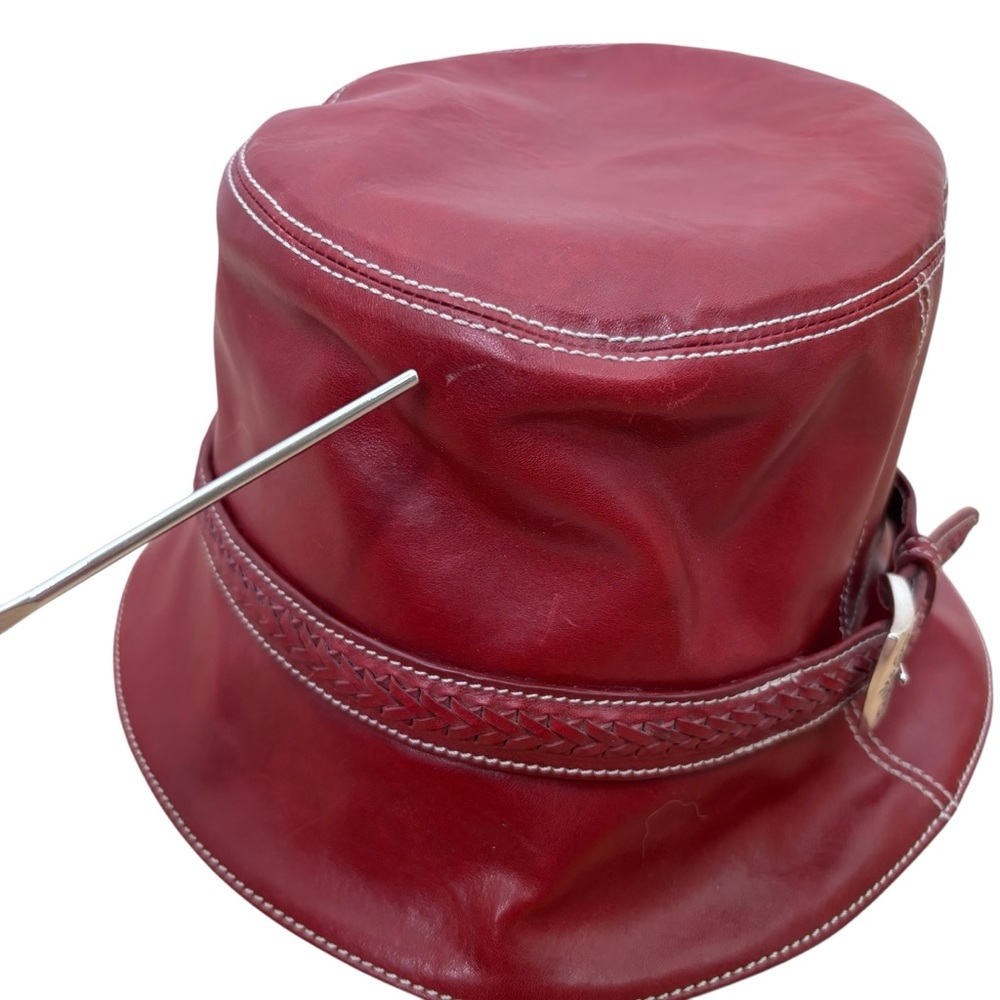 Brighton Cherry Red Leather Bucket Hat Boho OS - Picture 10 of 14